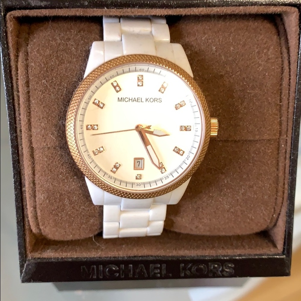 White and Rose Gold Michael Kors watch